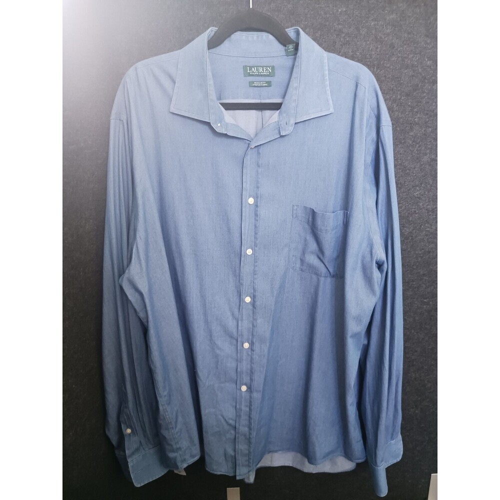 Lauren Ralph Lauren Classic Fit Chambray Denim Blue Dress Shirt‎ 18 36/37 2XL